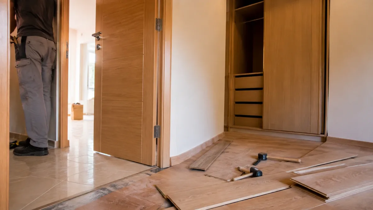 Puerta de interior lacada en blanco instalada en un piso de Leganés